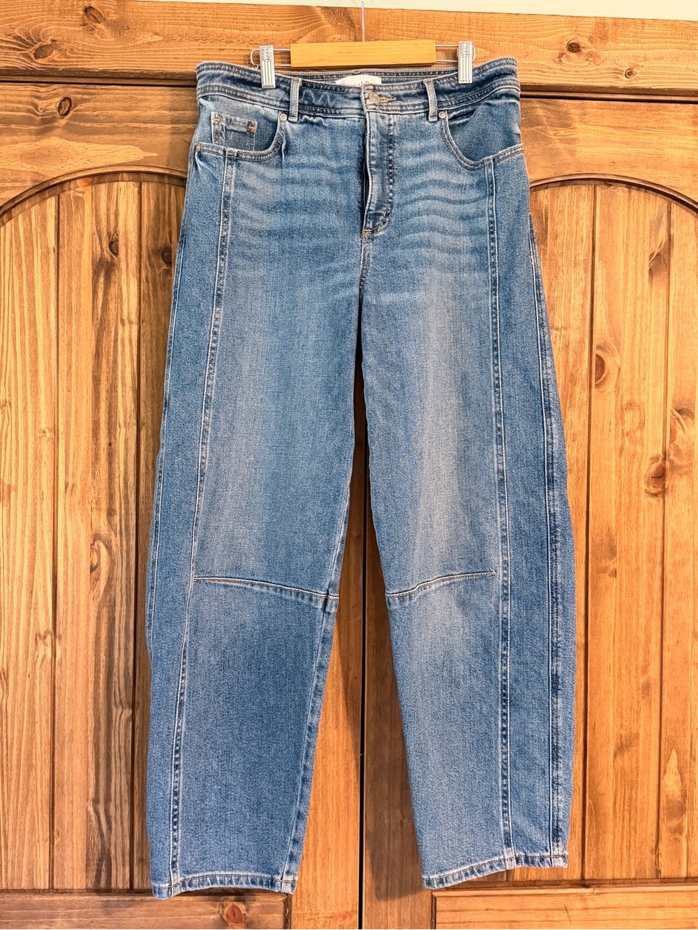 LOFT Light Blue Barrel Jeans with Knee Panel Detail